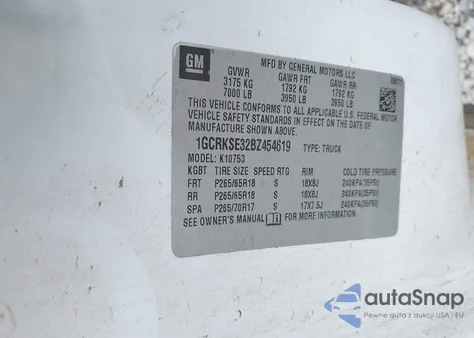 2011 Chevrolet Silverado 1500 Lt z USA, uszkodzony, nr VIN 1GCRKSE32BZ454619